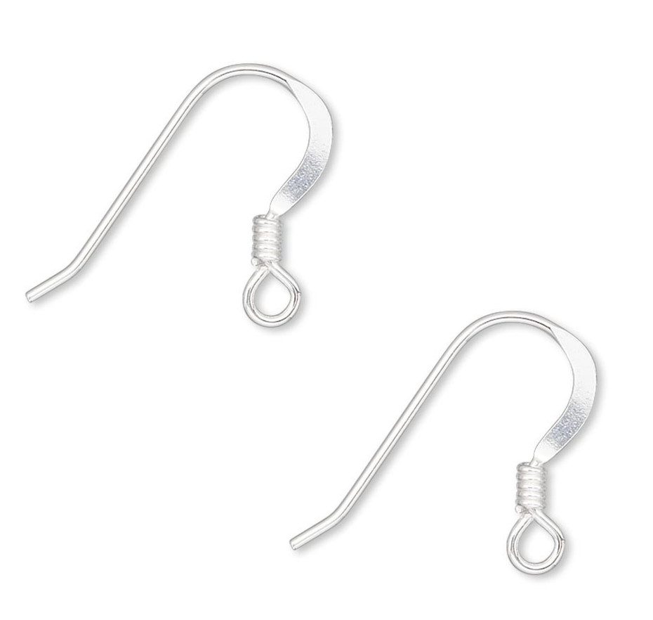 3 Pair Sterling Silver Filled Flat Fishook Hook Earring Findings w/ Coil & Loop