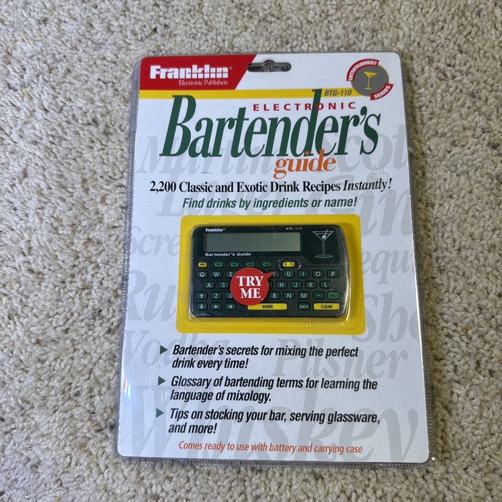 Franklin Electronic Handheld Bartender's Guide Model BTG-110 New