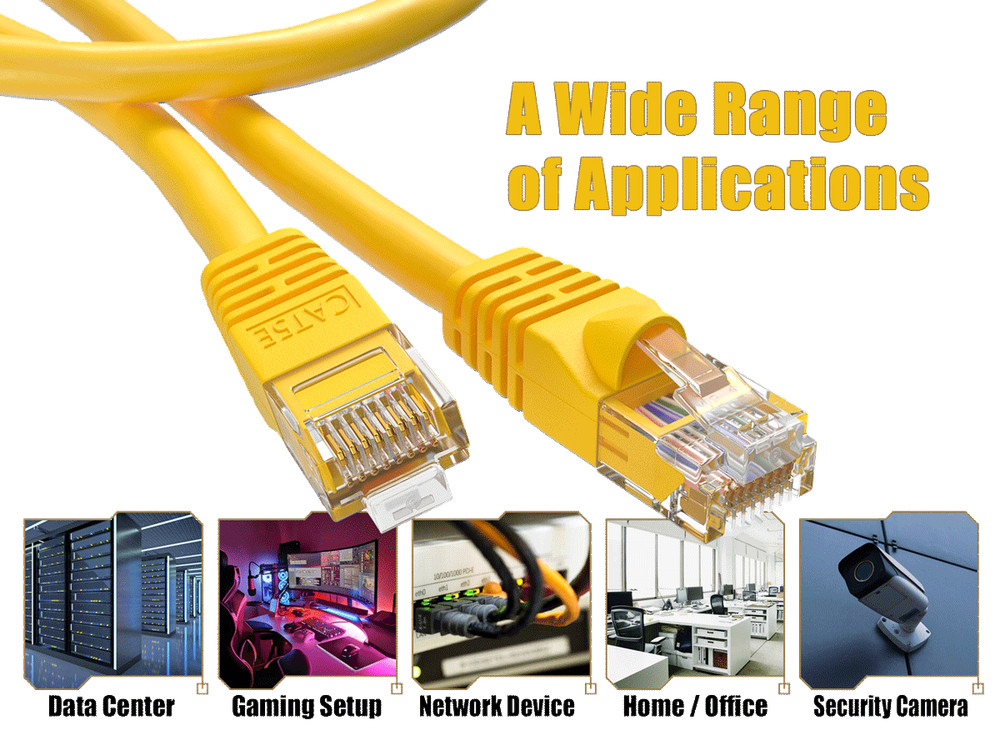 75ft Cat5e UTP Ethernet Network Patch Cable Snagless 24AWG Bare Copper, Yellow