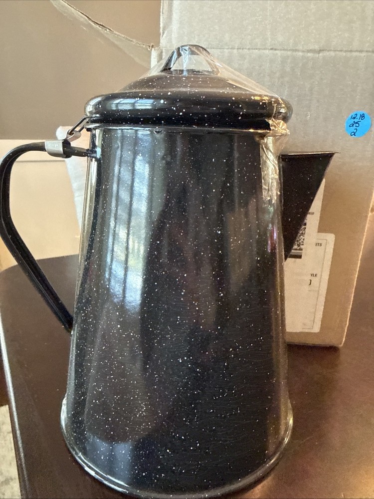 Granite Ware Coffee Boiler, 12 Cup - Speckled Black