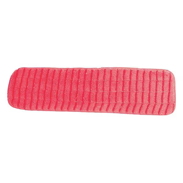 Microfiber Technologies Flat Mop Pad, Hook-and-Loop Connection, Red, Microfiber,