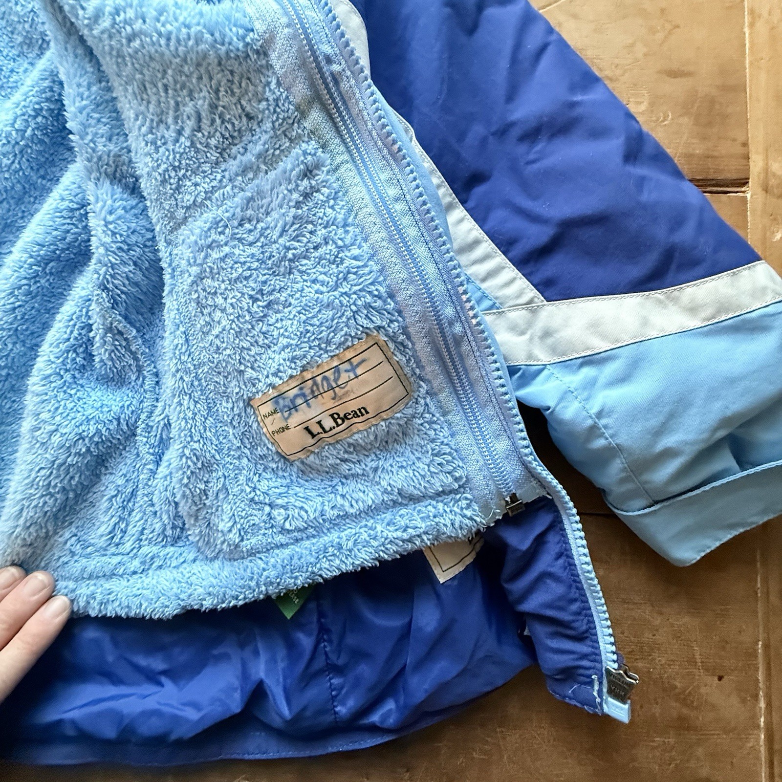 Girls VTG 90s LL Bean Puffer Coat Sz Small Jacket Blue Detachable Liner Y2K Play