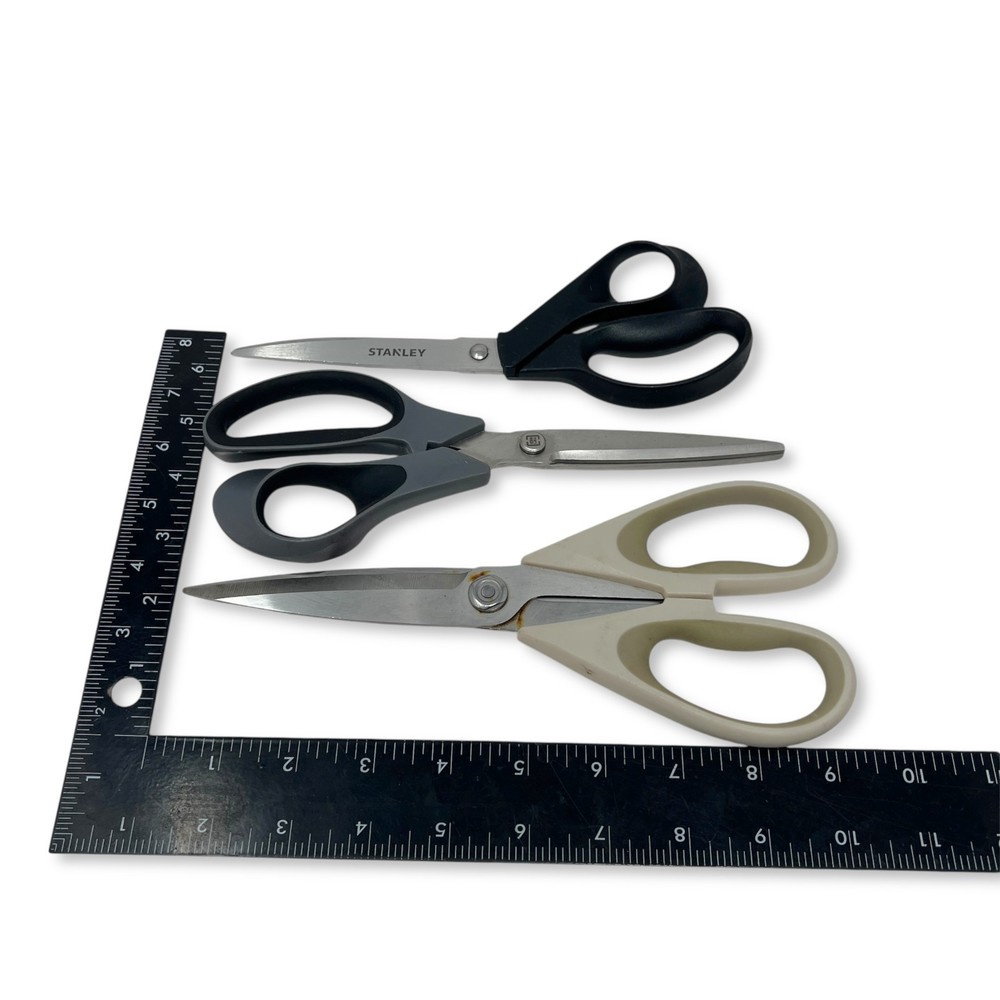 Stanley & Unbranded Scissors Set, 8 Inch Multi-Purpose Shears, 3 Pcs Mixed Lot