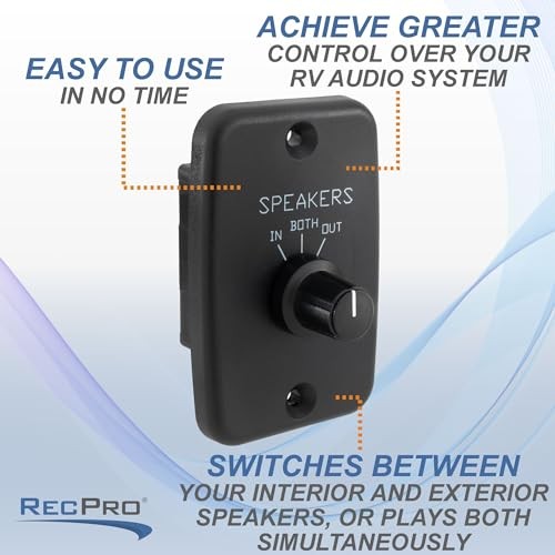 RV Speaker Switch 3-Position Control Panel | Labeled Twist Knob | Play Audio