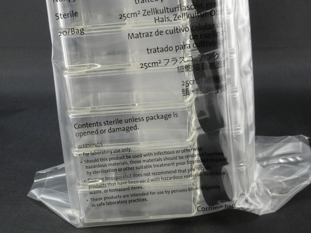 80 Corning 25cm² Cell Culture Flasks 3055 Angled Neck Triangular Sterile Treated