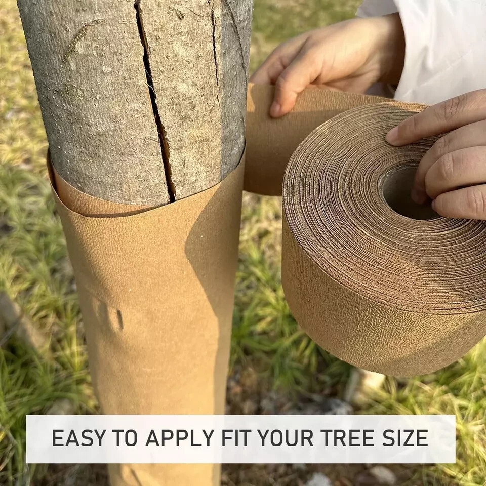 4In X 164Ft Tree Protector Wrap, Paper Tree Wrap Rolls Breathable Tree Trunk Pro
