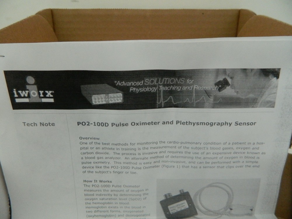 iWorx Systems Inc. PO2-100D Pulse Oximeter Sensor
