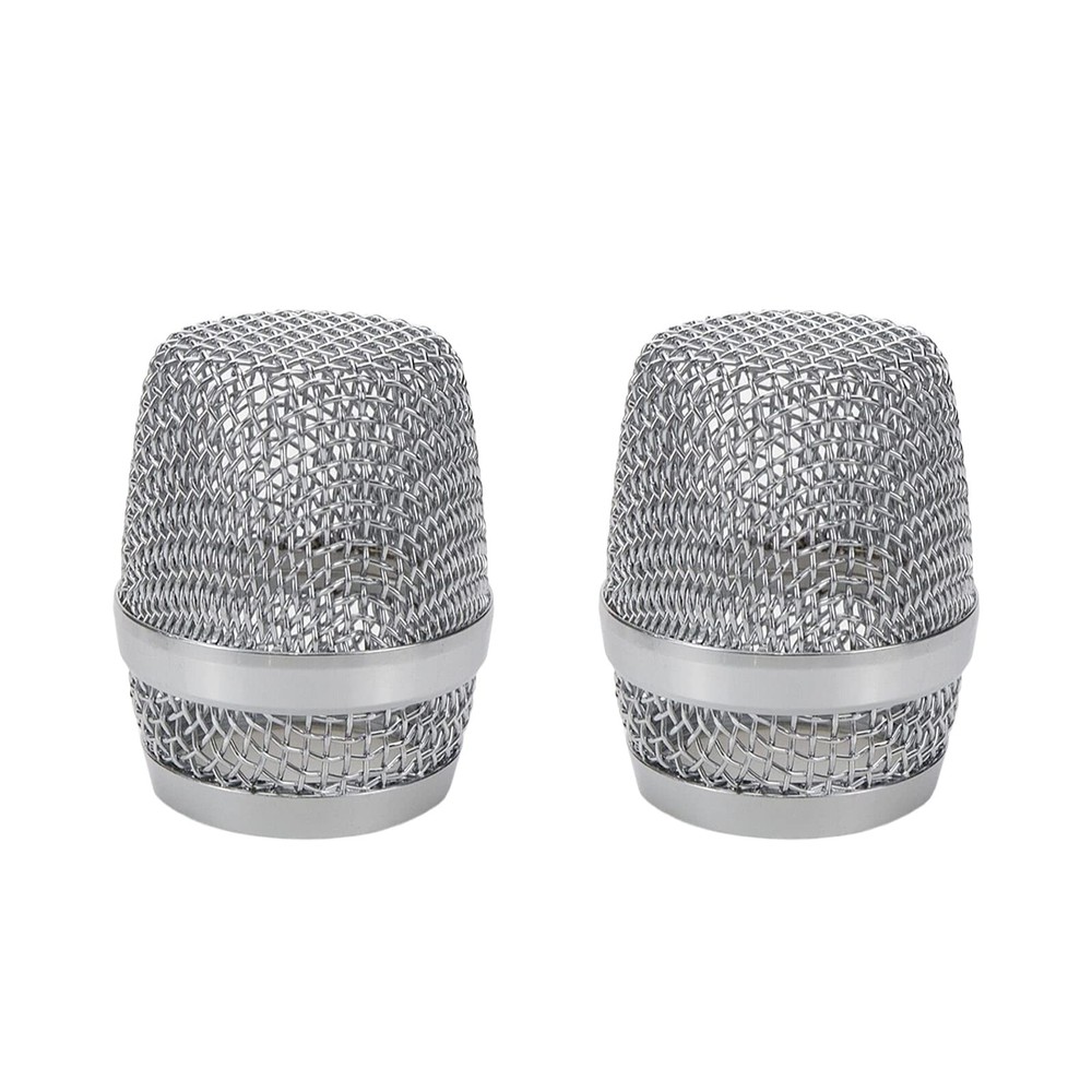 2 PCS Silver Microphone Ball Head Mesh Grill Replacement Inner Diameter 37mm
