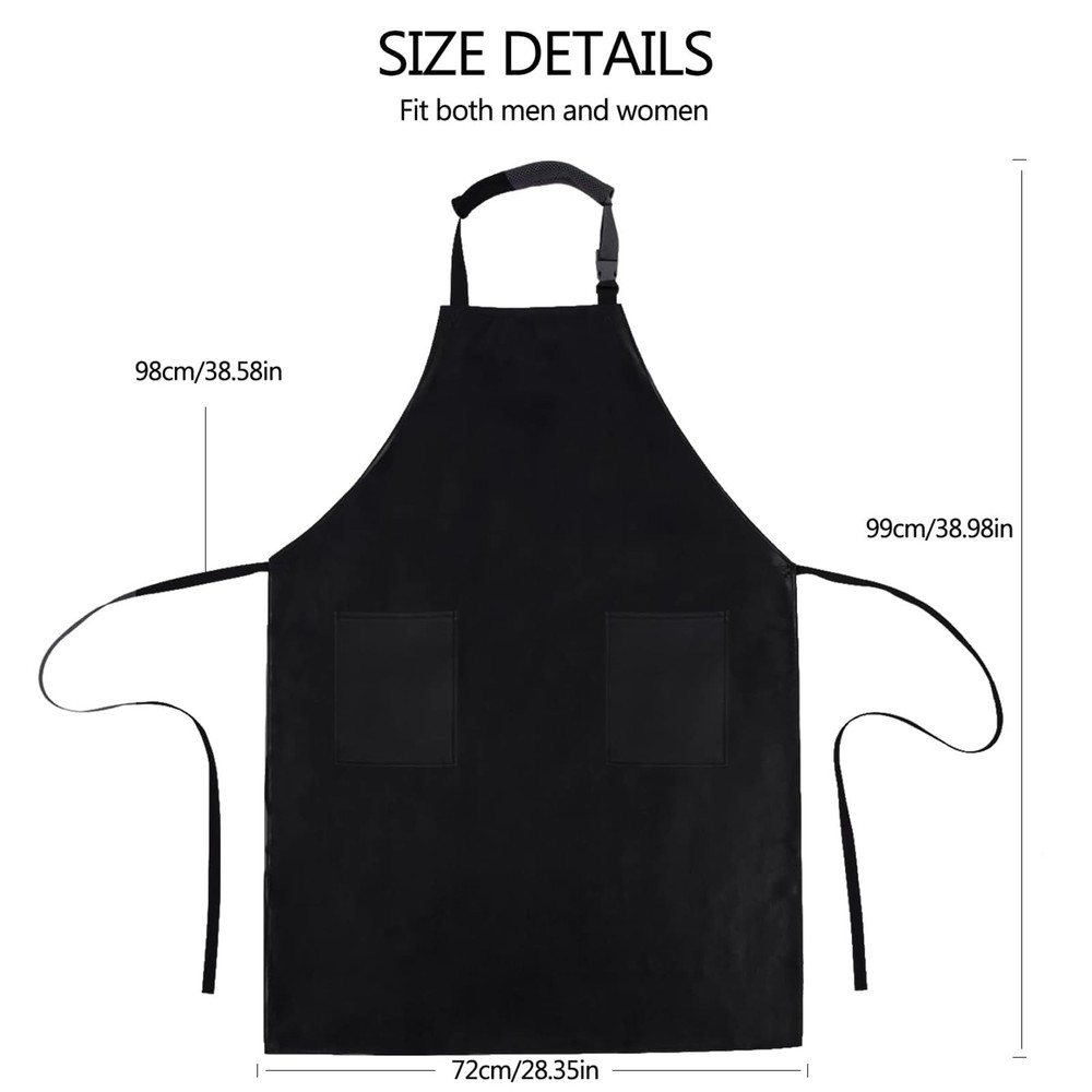 Homsolver 2 Pack Waterproof Rubber Standard, Black Aprons Without 2 Pockets