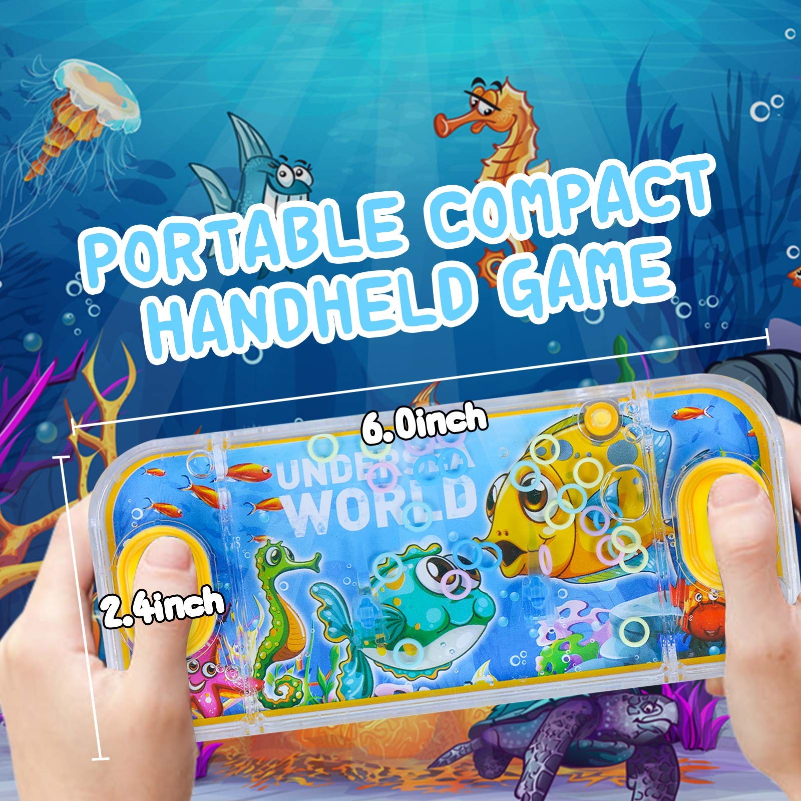 SevenQ Handheld Ocean Theme Water Toss Ring Game - 4 Pack Aqua Toys for Kids ...