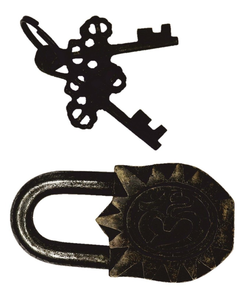 Lord Sun Engraved Security Door Lock Antique Style Handmade Solid Brass Padlock