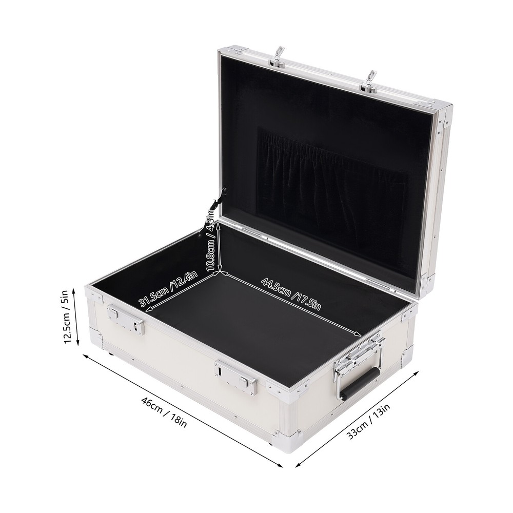 Large Portable Locking Storage Box for Filing Letters & Documents w/Lock Silver