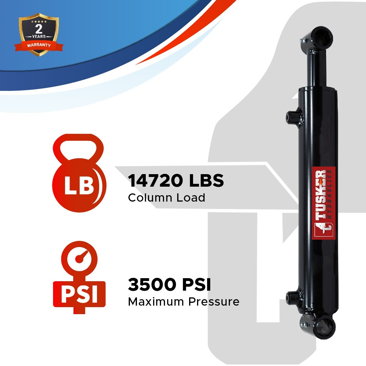 2.5x8 Hydraulic Cylinder 2.5" Bore 8" Stroke Double Acting Welded Cross Tube