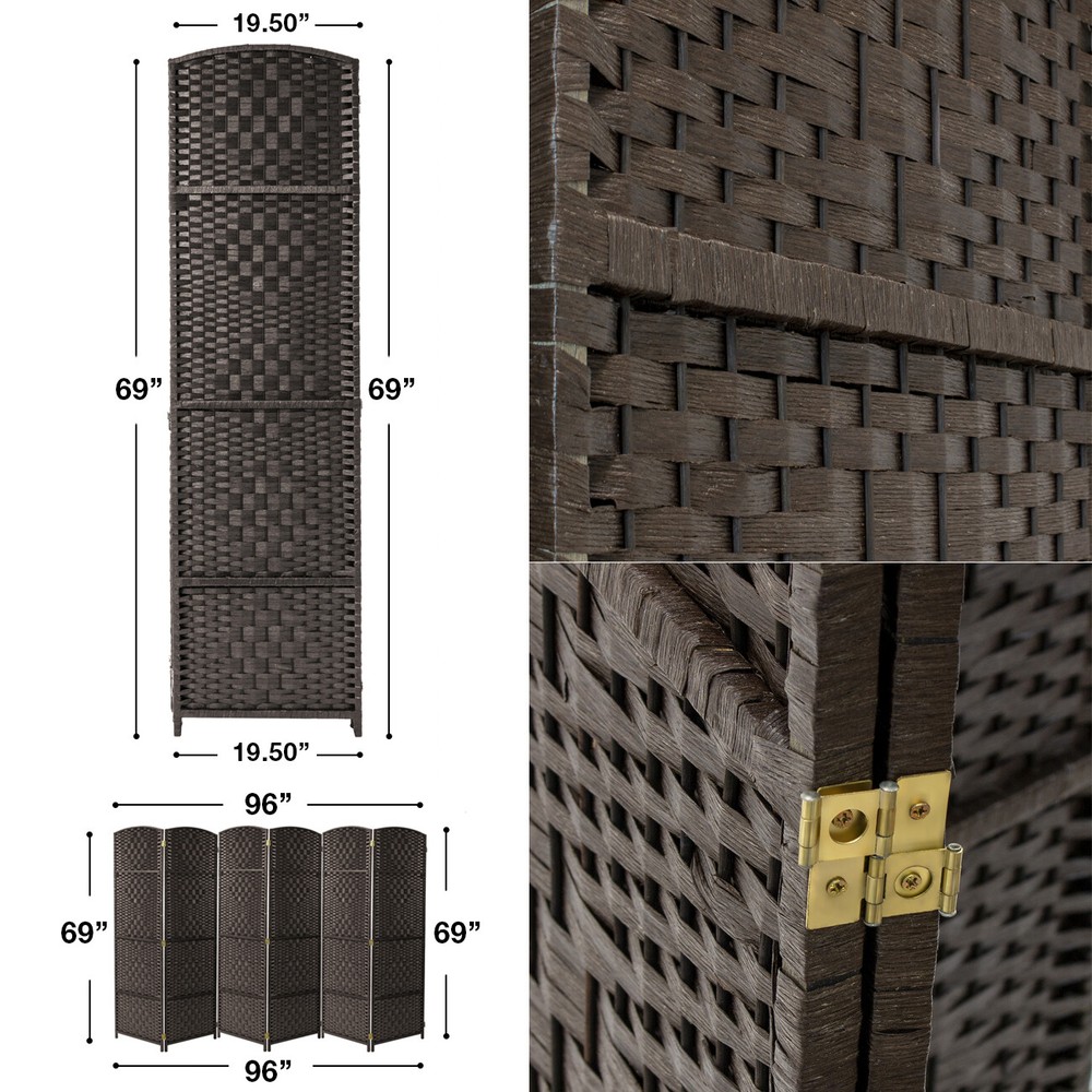 6' Tall Foldable Panel Partition Wall Room Divider Double Hinged Privacy Screen