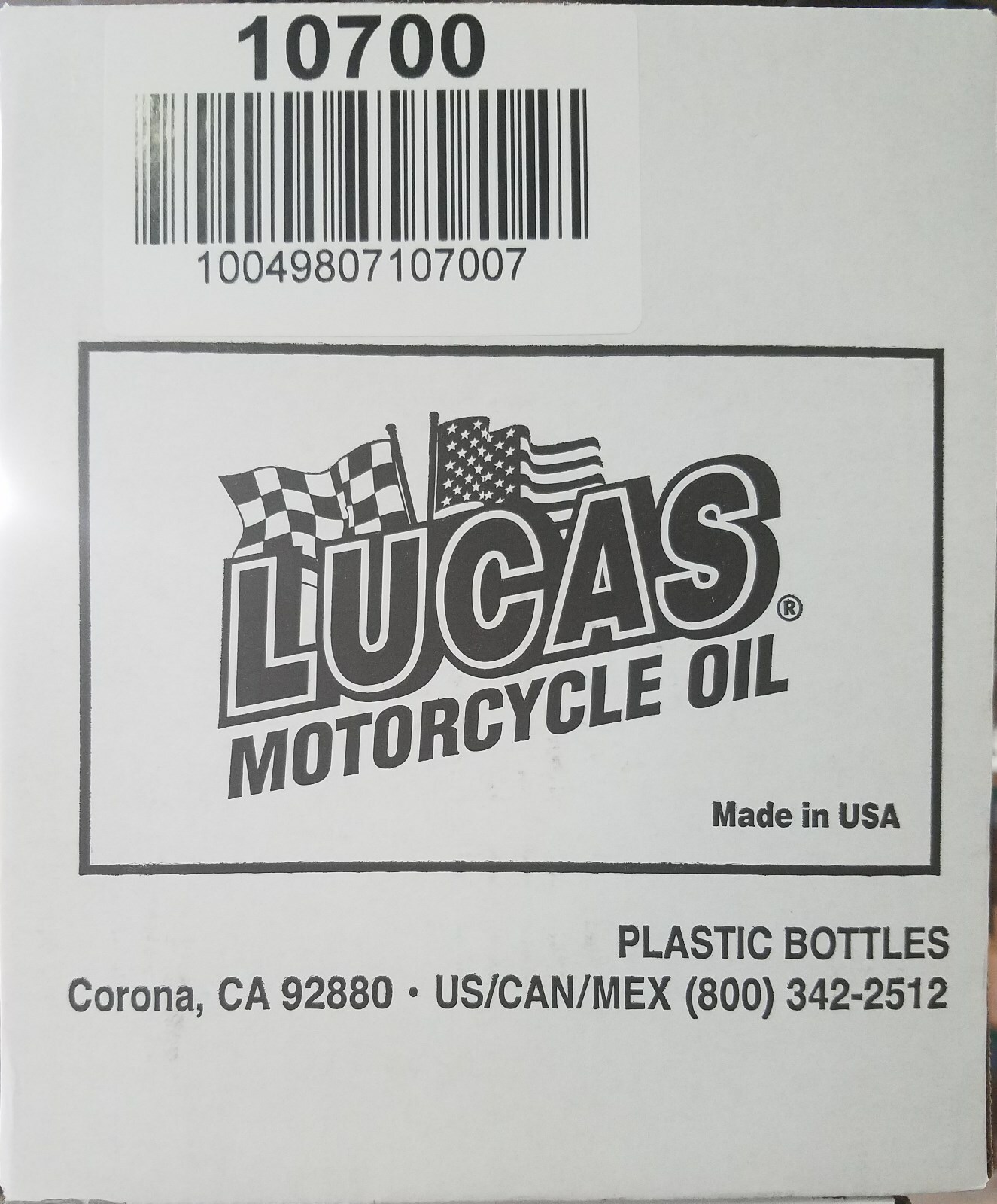 Lucas 10700 20W50 High Performance Motorcycle Oil; Case of 6 - 1 Quart Bottles