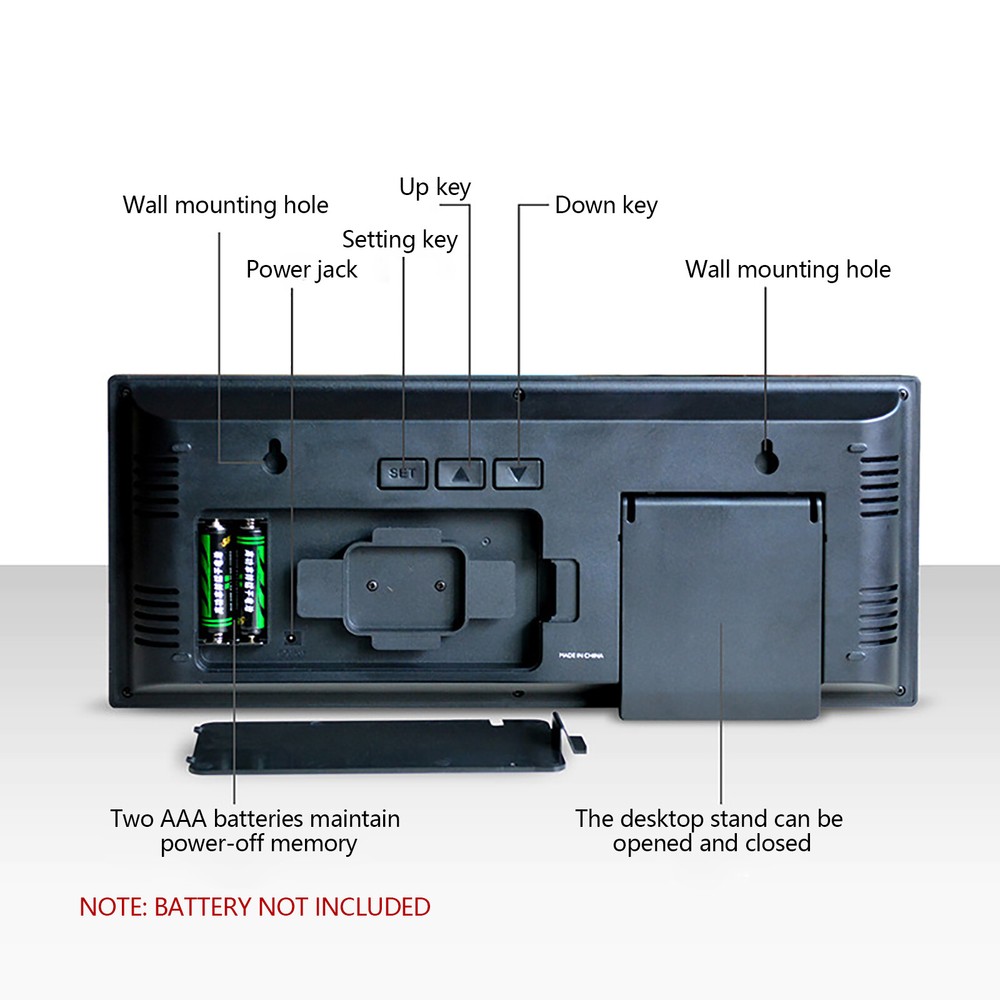 Digital Wall Clock Large Display with Time Date Temperature LED Digital