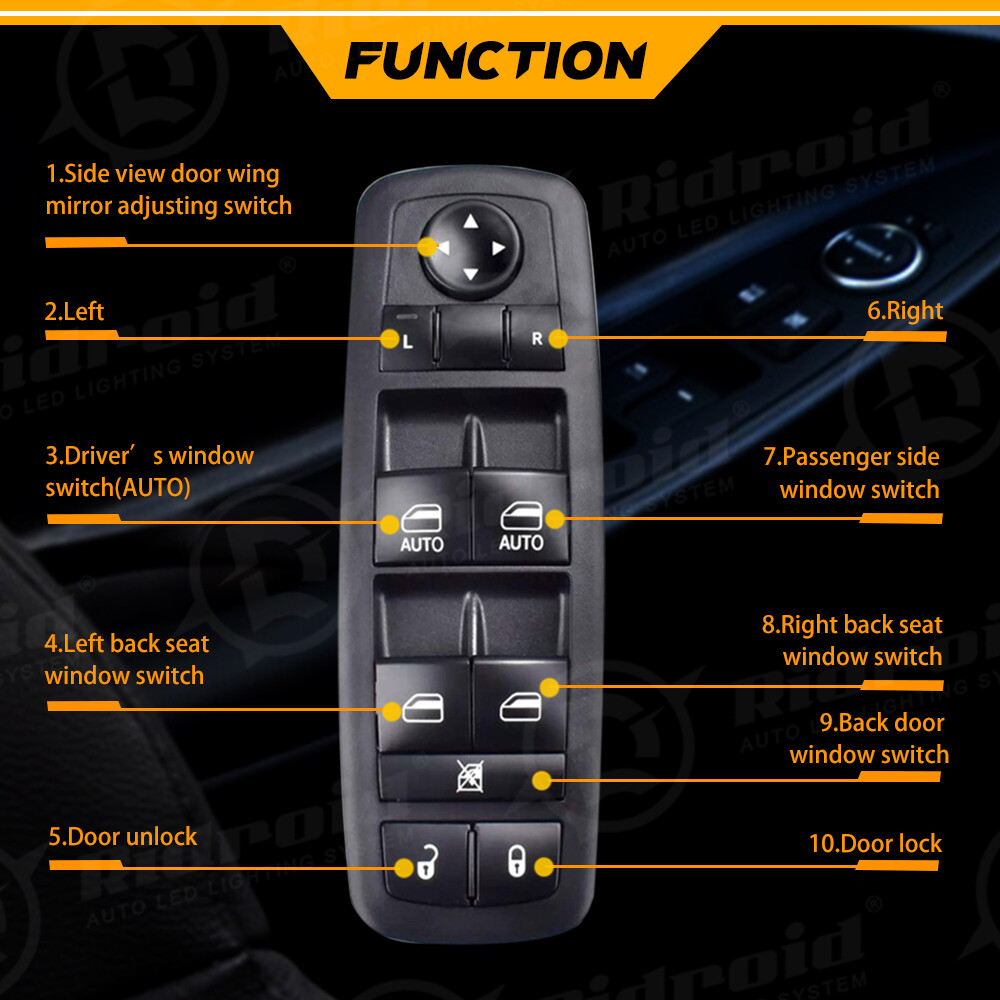 Master Power Window Switch for 2015 2016 2017 Chrysler 200 C S 4-Door 11 Pin