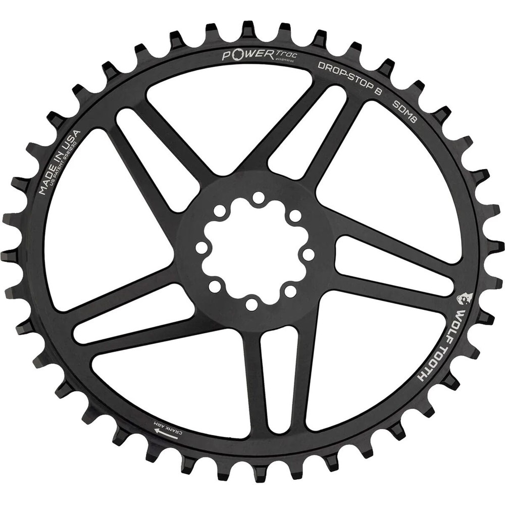 Wolf Tooth Components SRAM Compatible 8-Bolt Direct Mount Oval Chainring Black,