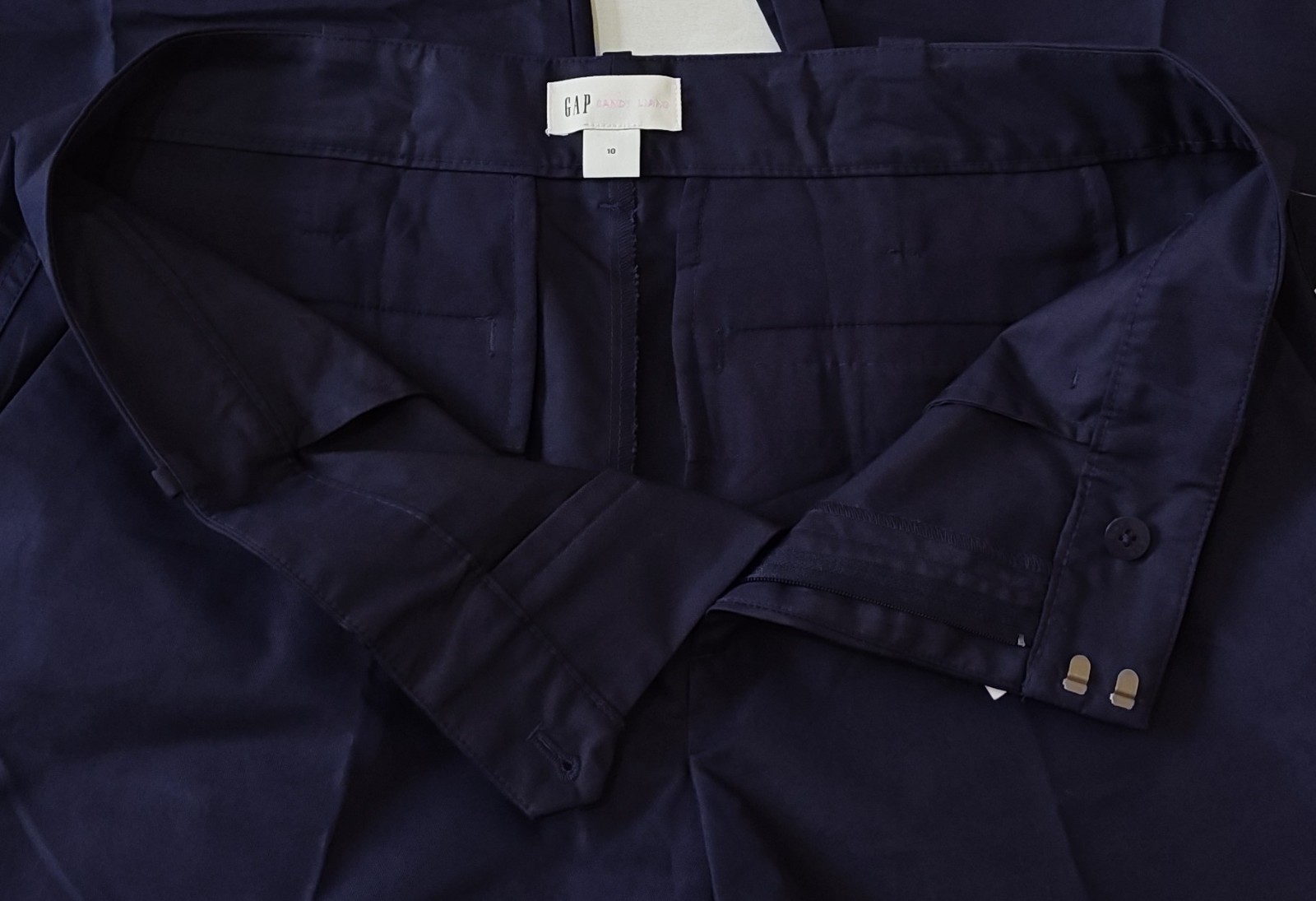 GAP x Sandy Liang Mid Rise Bow-Back Navy Blue Khakis, LTD ED - Women’s Size 10