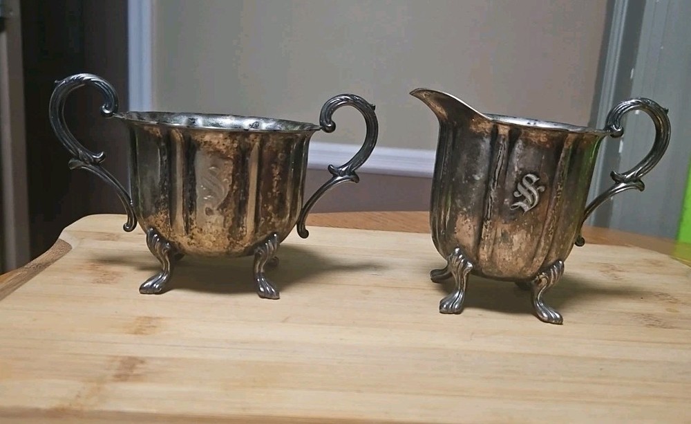 Vintage Silver Plated Creamer & Sugar Dish.  Please See Markings.
