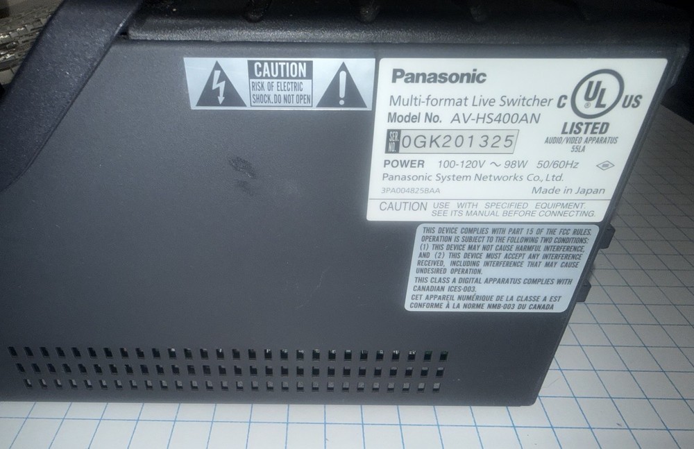 Panasonic AV-JS400AN Video Switcher 4 SDI/2 Composite or Component/2 DVI Input