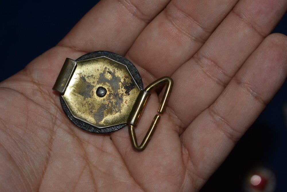 Vintage WWII Junk Drawer Mixed Lot Belt Buckles Red Cross Badges Collar Tabs DUI