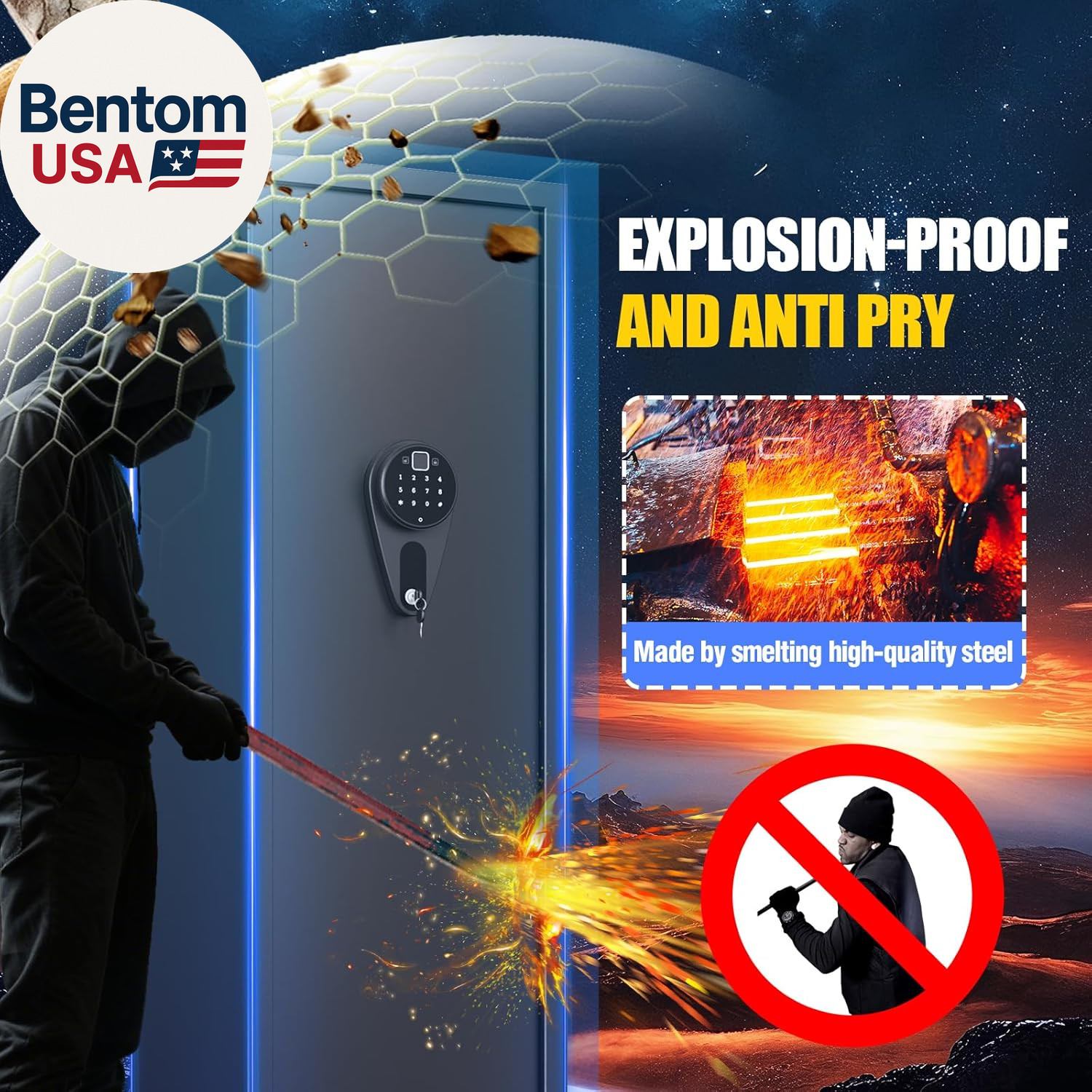 8-12 Gun Safe for Rifles and Pistols,Biometric Fingerprint Lock,No Assembly Requ