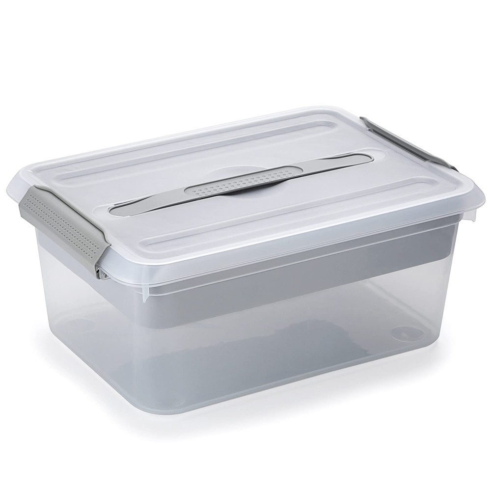 Stack & Carry , Clear Plastic Storage Container Stackable Home Utility with R...