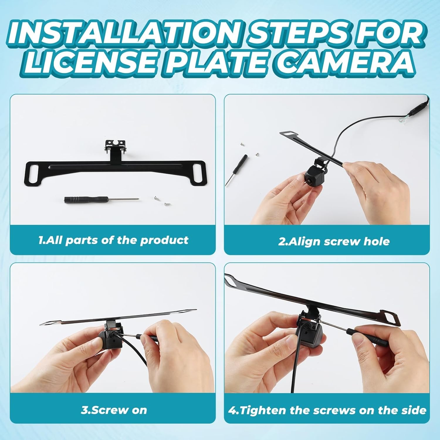 Universal Car Rear View Camera License Plate Bracket, Professional Full...