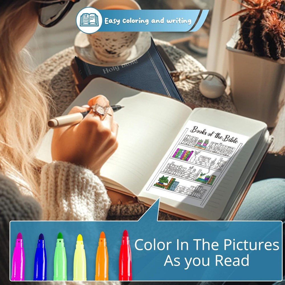 Bible Tracker Sticker - Bookshelf Coloring Page, Reading Tracker for Study & Org