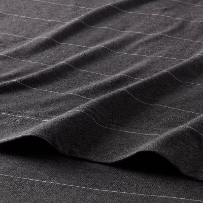 King Cotton Jersey Sheet Set Dark Gray Striped - Threshold