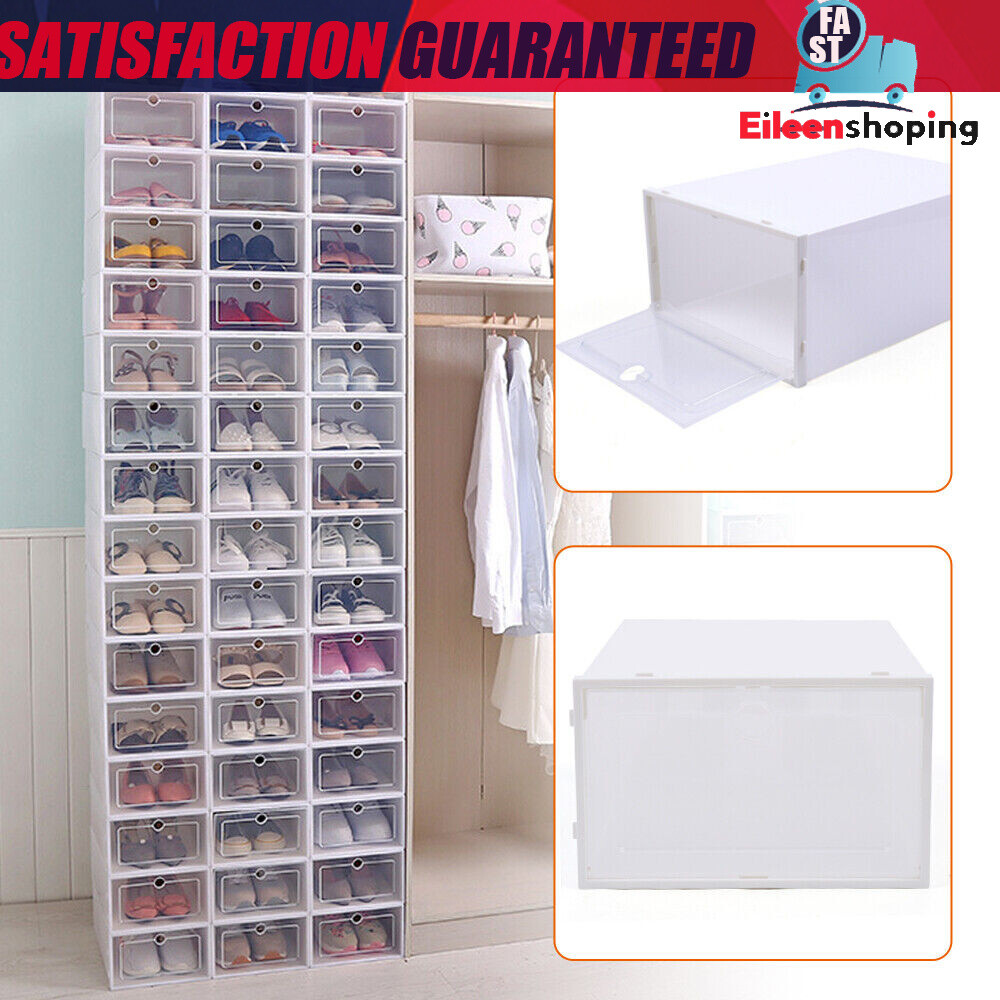 24 Pcs Foldable Shoe Storage Box Case Sneaker Container Stackable Organizer NEW