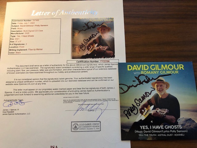 DAVID GILMOUR SIGNED CD COVER LOA JSA