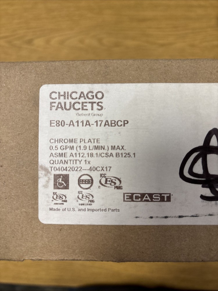 Chicago Faucets E80-A11A-17ABCP Touchless Faucet - E-Tronic 80 User Adjustable