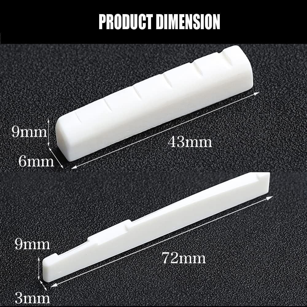 6 String Acoustic Guitar Bone Bridge Saddle and Nut Real Bone Parts