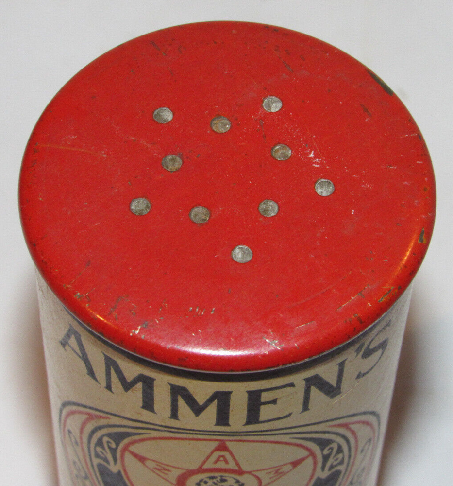 VINTAGE 1940s WWII AMMEN'S ANTISEPTIC POWDER CAN! PACKAGED FOR THE ARMED FORCES!