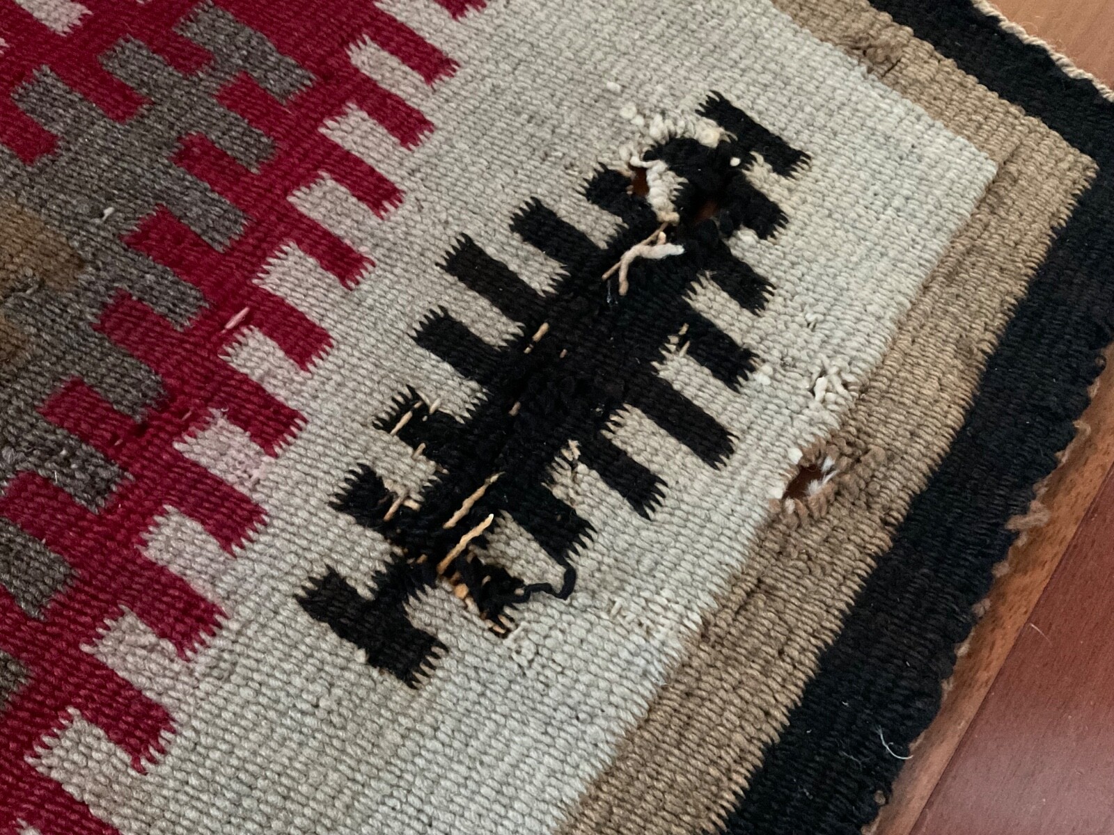 Old NAVAJO RUG Antique Vintage Rug Indian Native American Used needs repair