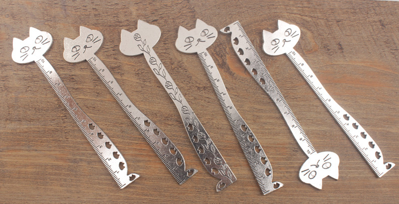 5PCS Antiqued Style Cat Stationery Ruler Bookmarks