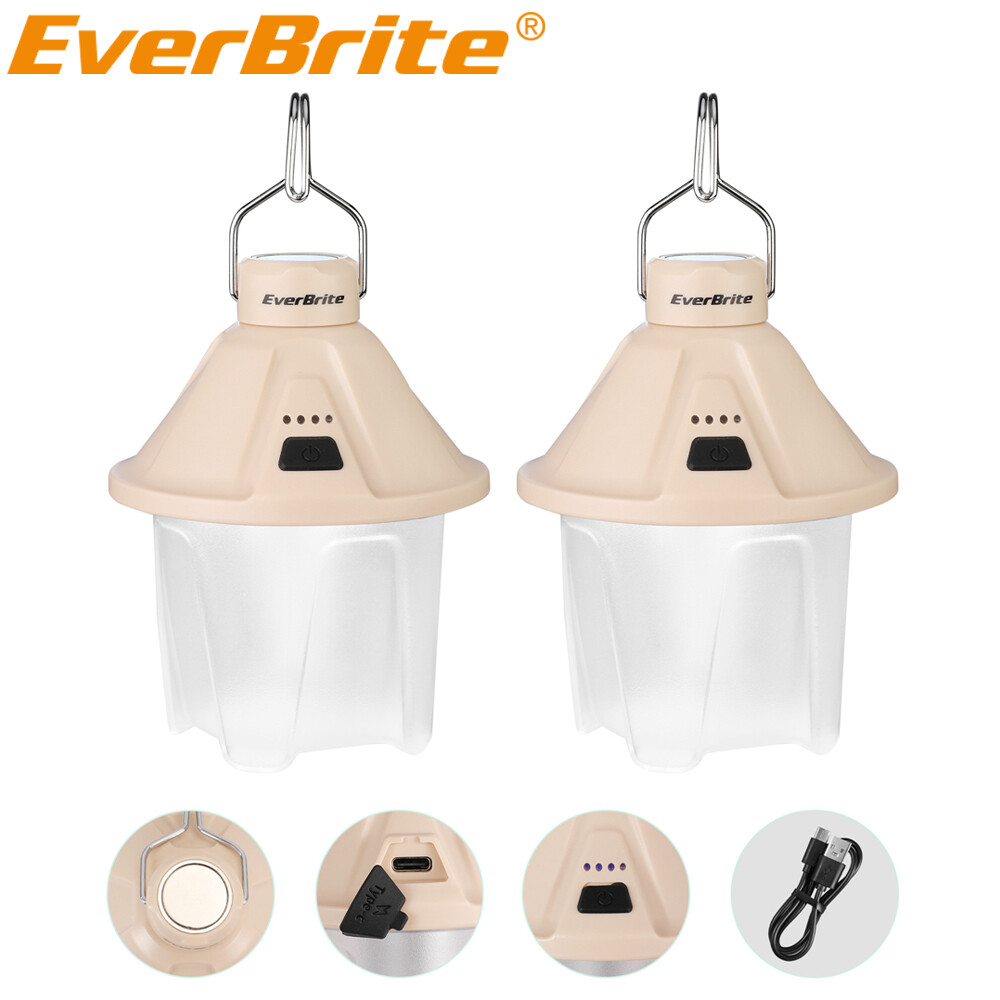 EverBrite 450LM Camping Lantern 2PC Rechargeable Camping Lantern 5 Lighting Mode