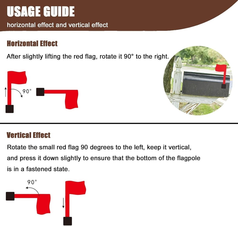 Universal Acrylic Red Flag Mailbox Flag Sign Upgrade Sinking-Fixed Design wit...