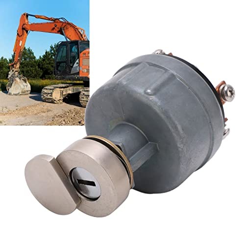 6-Pin Excavator Ignition Start Switch - Silver, Push Button, Ignition, Manual,