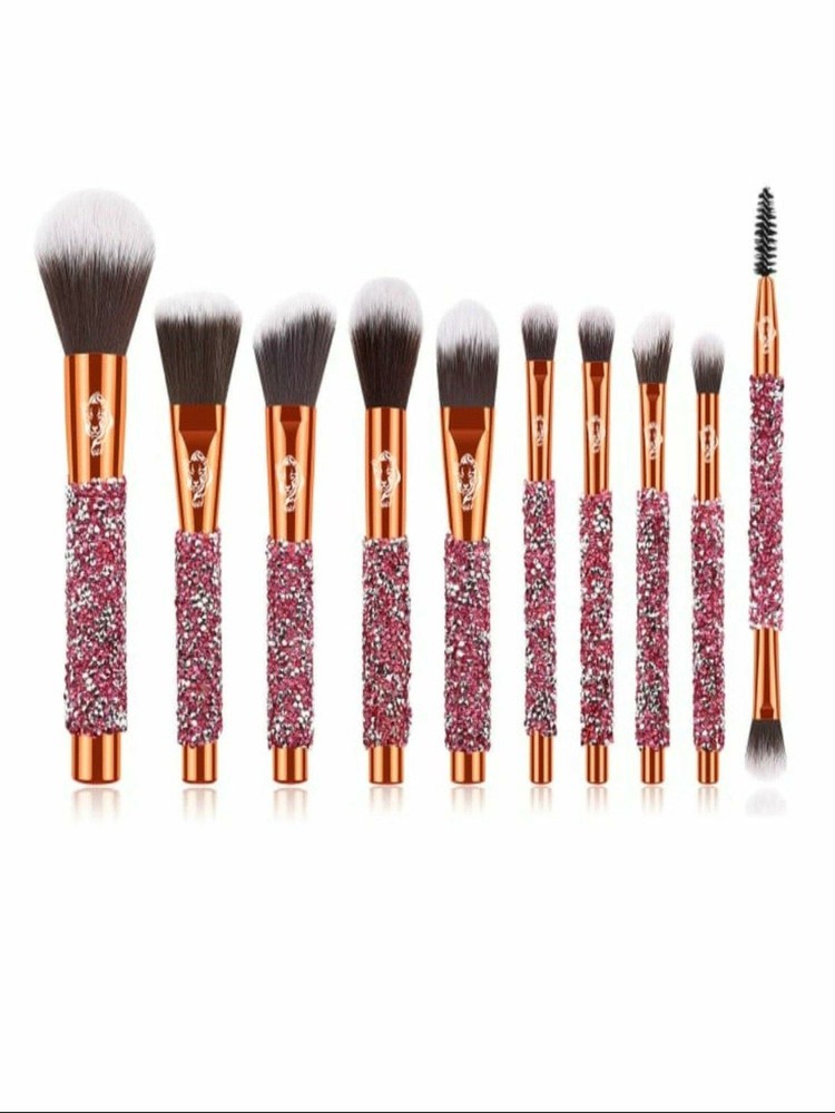 Panther Rhinestone  10 Pcs Makeup Brush Set