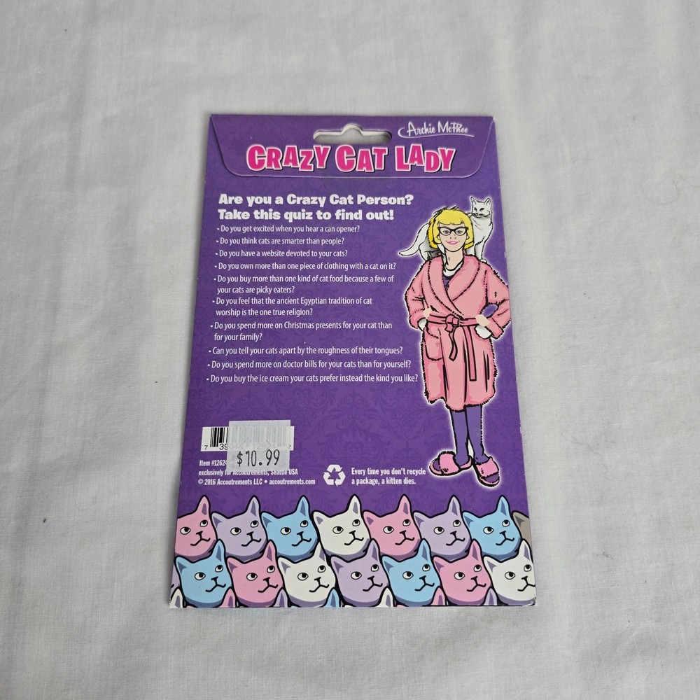 Crazy Cat Lady Patch & Gift Tag Stickers New