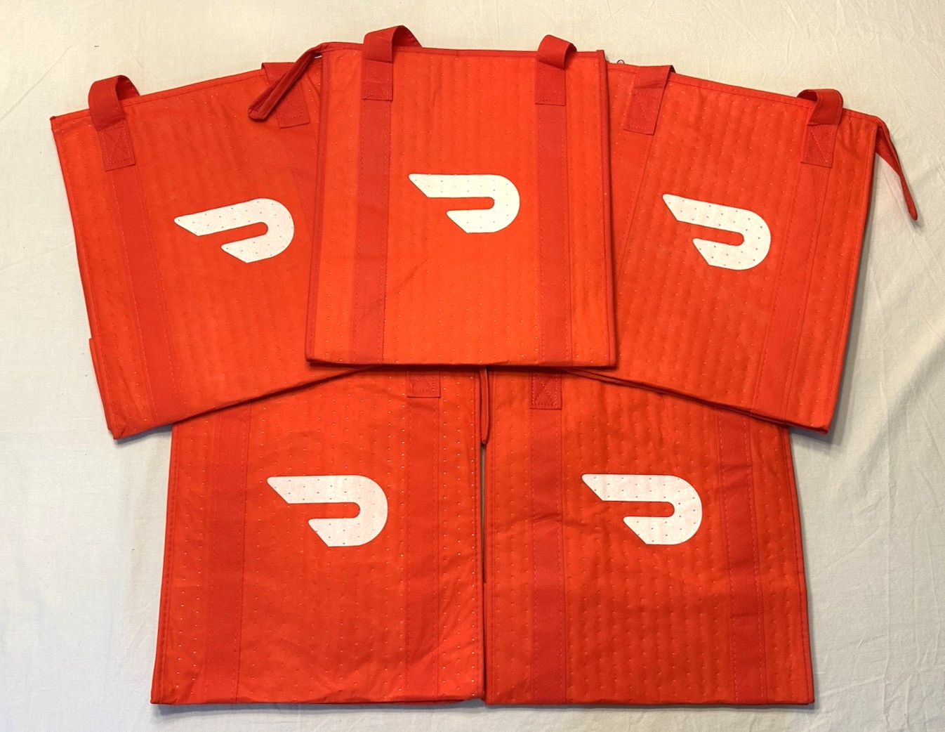 Lot of 5 ~ DOORDASH ~ 13x15x9 ~ Zippered Insulated Delivery Bag / Tote ~