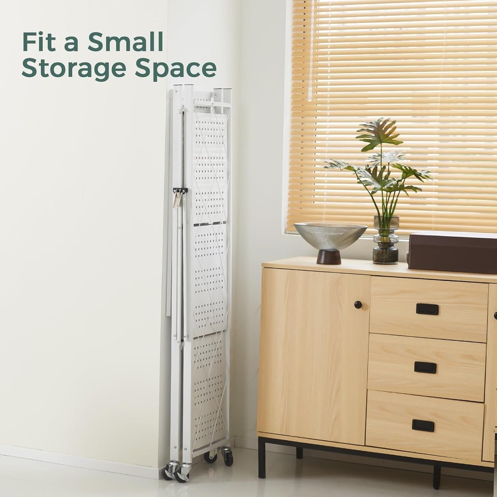 Foldable Storage Shelves 4 Tier Shelving Unit W/ Wheels Large Capacity
