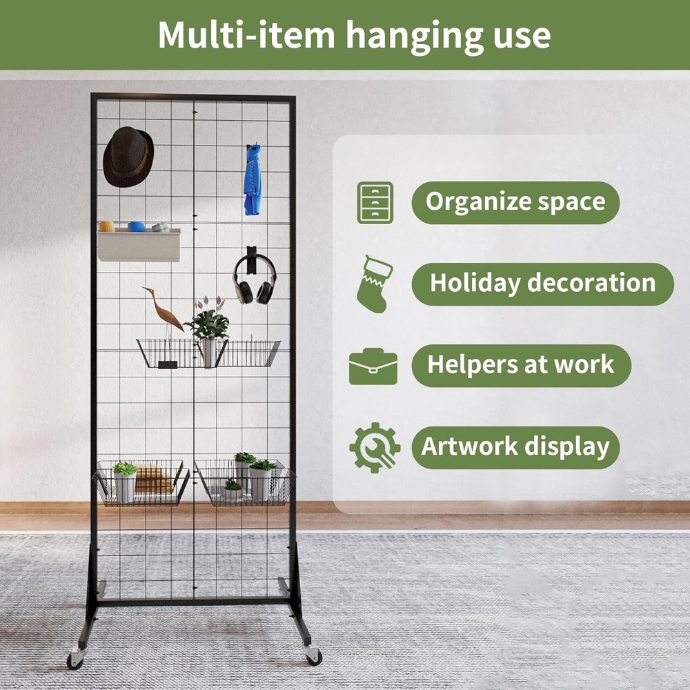 1-Pack Grid Wall Panels, 2' X 5.5' Ft Gridwall Panel Display Stand, Heavy Movabl