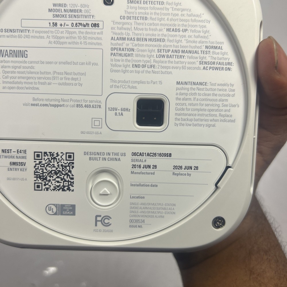 Google Nest Protect Wired - Smart Smoke & CO Detector - Exp Jun 28 2026
