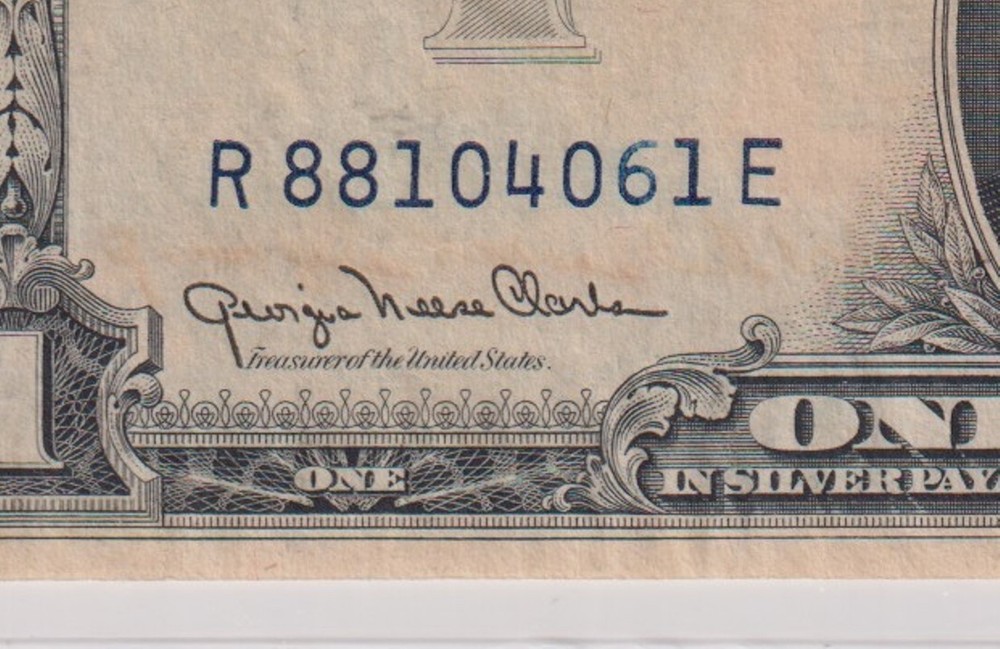1935-D $1 Treasurer Autographed Silver Cert LOW SERIAL 61st Note Ever Printed