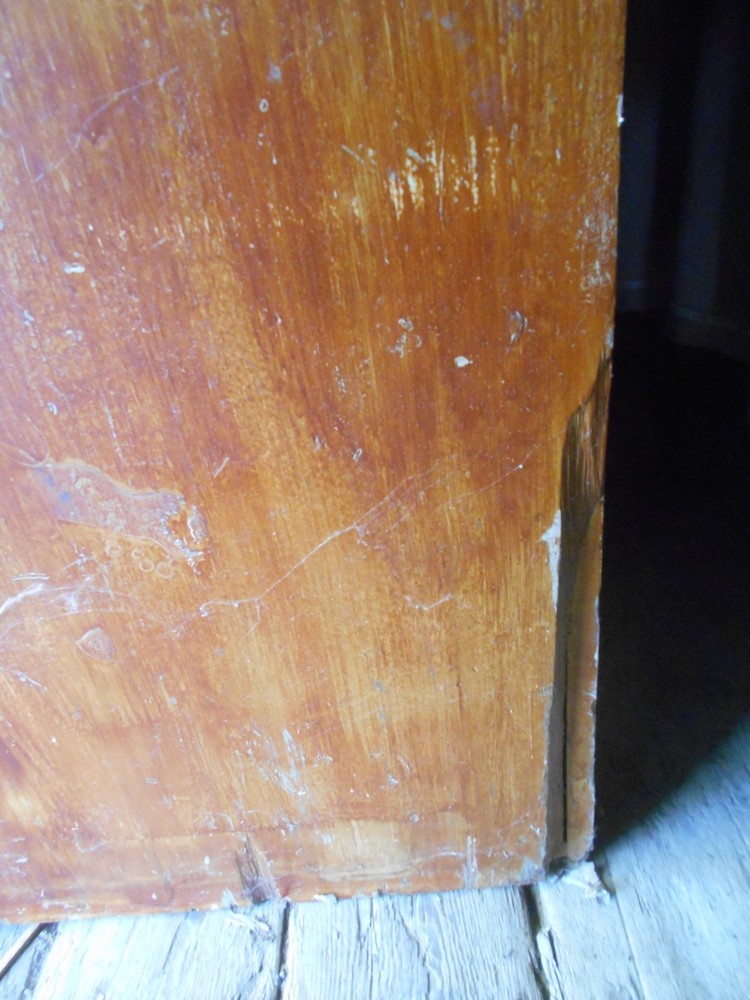 ANTIQUE PAINTED COUNTRY PINE STEPBACK DROP FRONT DESK AND BOOKCASE