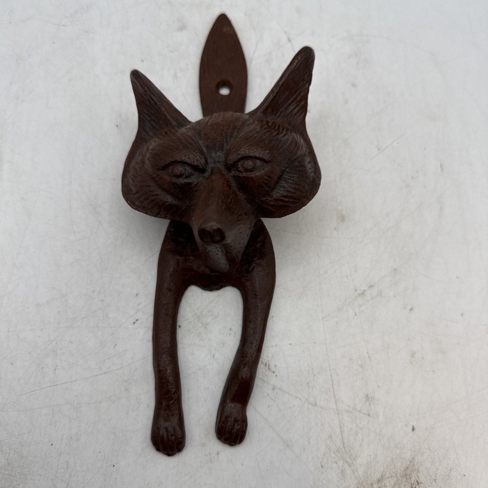 Cast Iron Fox Door Knocker Hunter Cabin Rust Patina